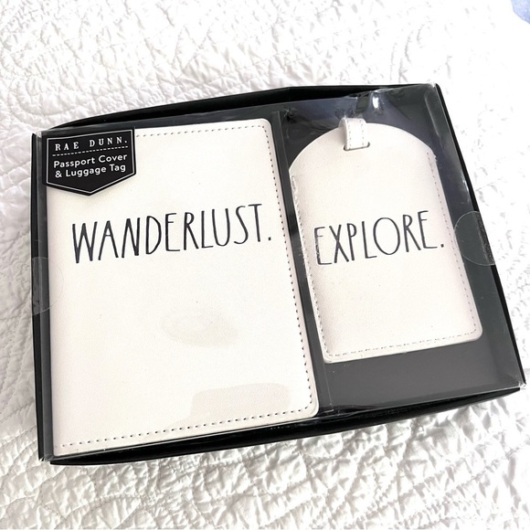 Rae Dunn Passport Cover‎ and Luggage Tag Set White New in Box Travel Vacation - Picture 1 of 4
